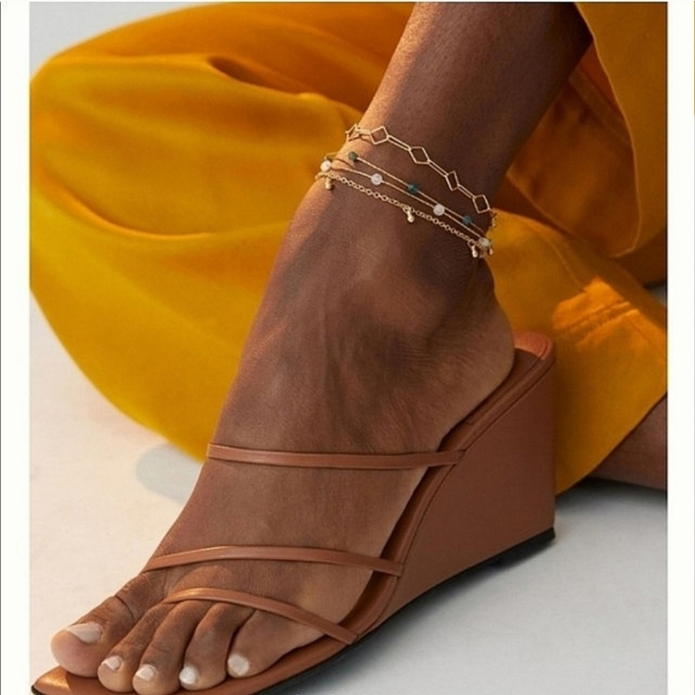 Anthropologie Gold Ball Charm Anklet